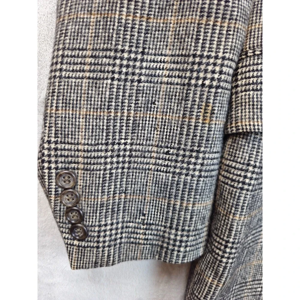 Jos A Bank Camel Hair Sport Coat Mens Blazer Gray Plaid Two Button Tweed Jacket